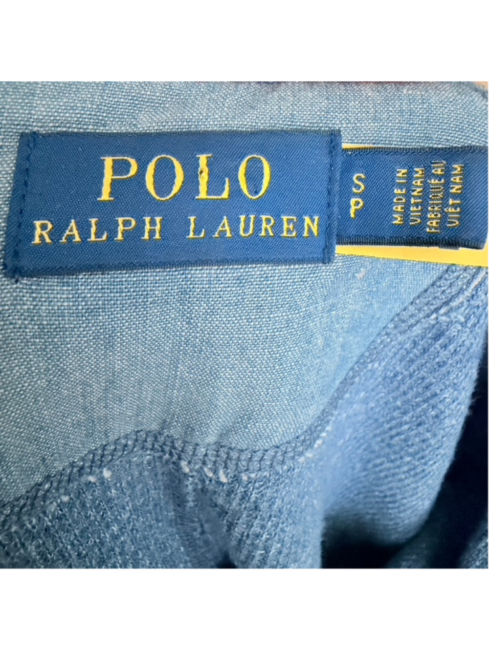 Polo Ralph Lauren Blue Waffle-Knit Henley Western Maxi Dress Elbow Patches Sz S